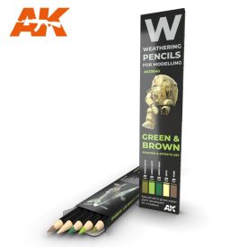   Weathering pencils - WATERCOLOR PENCIL SET GREEN AND BROWN CAMOUFLAGES