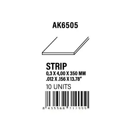 STYRENE STRIP - Strips 0.30 x 4.00 x 350mm