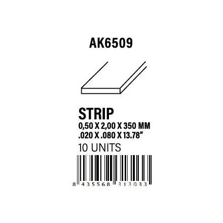 STYRENE STRIP - Strips 0.50 x 2.00 x 350mm