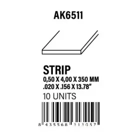STYRENE STRIP - Strips 0.50 x 4.00 x 350mm