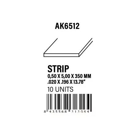 STYRENE STRIP - Strips 0.50 x 5.00 x 350mm