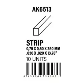 STYRENE STRIP - Strips 0.75 x 0.50 x 350mm