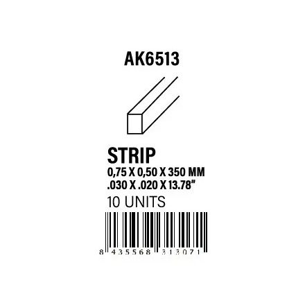 STYRENE STRIP - Strips 0.75 x 0.50 x 350mm