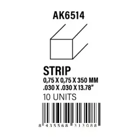 STYRENE STRIP - Strips 0.75 x 0.75 x 350mm