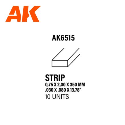 STYRENE STRIP - Strips 0.75 x 2.00 x 350mm
