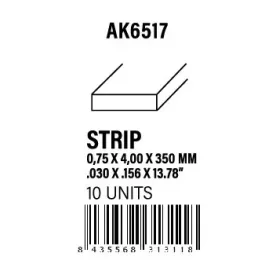 STYRENE STRIP - Strips 0.75 x 4.00 x 350mm