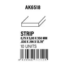 STYRENE STRIP - Strips 0.75 x 5.00 x 350mm