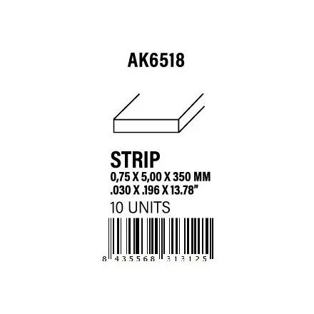 STYRENE STRIP - Strips 0.75 x 5.00 x 350mm