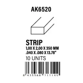 STYRENE STRIP - Strips 1.00 x 2.00 x 350mm