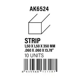STYRENE STRIP - Strips 1.50 x 1.50 x 350mm