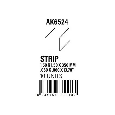STYRENE STRIP - Strips 1.50 x 1.50 x 350mm