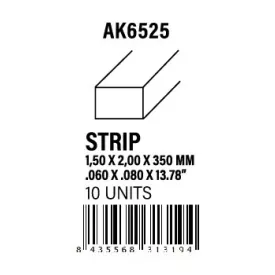 STYRENE STRIP - Strips 1.50 x 2.00 x 350mm
