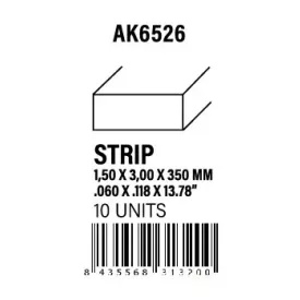 STYRENE STRIP - Strips 1.50 x 3.00 x 350mm