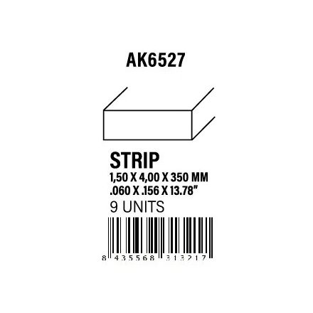STYRENE STRIP - Strips 1.50 x 4.00 x 350mm