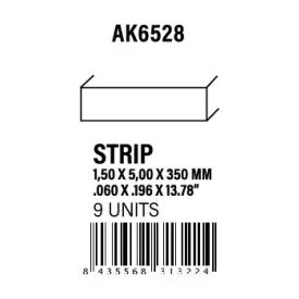 STYRENE STRIP - Strips 1.50 x 5.00 x 350mm