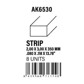 STYRENE STRIP - Strips 2.00 x 3.00 x 350mm