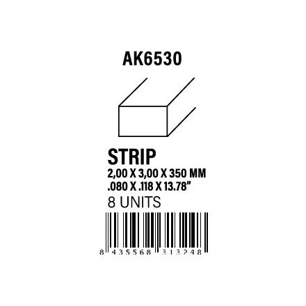 STYRENE STRIP - Strips 2.00 x 3.00 x 350mm