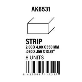 STYRENE STRIP - Strips 2.00 x 4.00 x 350mm