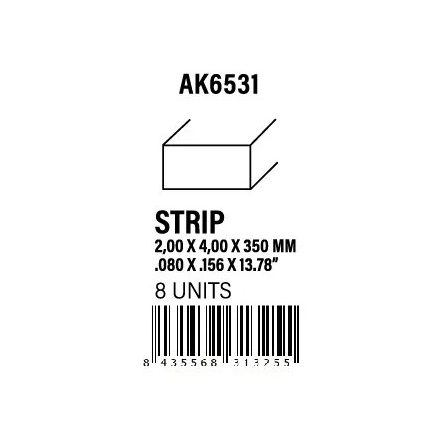 STYRENE STRIP - Strips 2.00 x 4.00 x 350mm