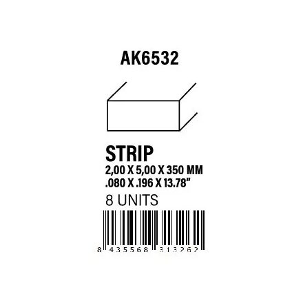 STYRENE STRIP - Strips 2.00 x 5.00 x 350mm
