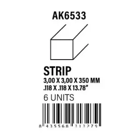STYRENE STRIP - Strips 3.00 x 3.00 x 350mm