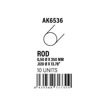 STYRENE STRIP - Rod 0.50 diameter x 350mm