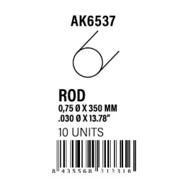 STYRENE STRIP - Rod 0.75 diameter x 350mm