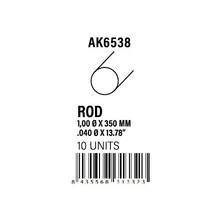 STYRENE STRIP - Rod 1.00 diameter x 350mm