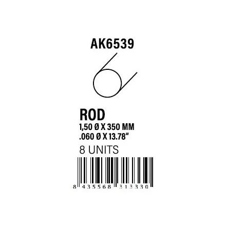 STYRENE STRIP - Rod 1.50 diameter x 350mm