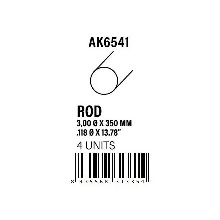 STYRENE STRIP - Rod 3.00 diameter x 350mm