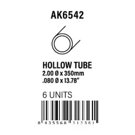 STYRENE STRIP - Hollow tube 2.00dx350mm (W.T. 0,7mm)