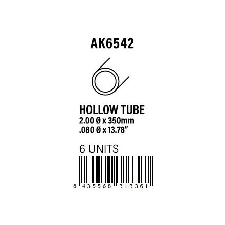 STYRENE STRIP - Hollow tube 2.00dx350mm (W.T. 0,7mm)