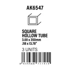 STYRENE STRIP - Square hollow tube 3.00x350mm(0,7mm)