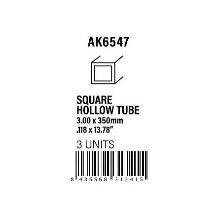 STYRENE STRIP - Square hollow tube 3.00x350mm(0,7mm)