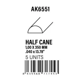 STYRENE STRIP - Half cane 1.00 x 350mm
