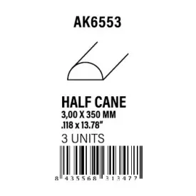 STYRENE STRIP - Half cane 3.00 x 350mm