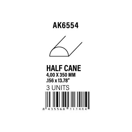 STYRENE STRIP - Half cane 4.00 x 350mm