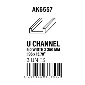 STYRENE STRIP - U Channel 5.0 width x 350mm