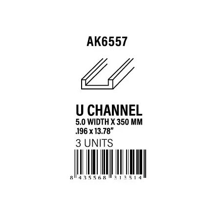 STYRENE STRIP - U Channel 5.0 width x 350mm