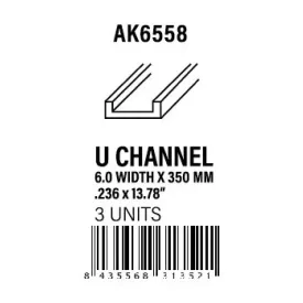 STYRENE STRIP - U Channel 6.0 width x 350mm