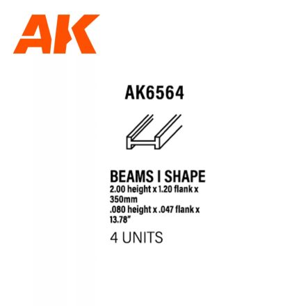 Styrene Strip - Beams I Shape 2.0 X 1.2 X 350mm