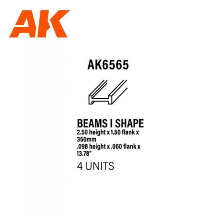 Styrene Strip - Beams I Shape 2.5 X 1.5 X 350mm