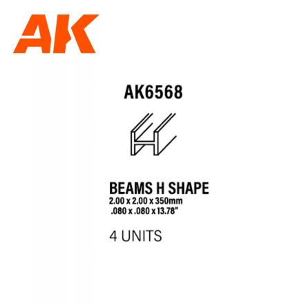 Styrene Strip - Beams H Shape 2.0 X 2.0 X 350mm