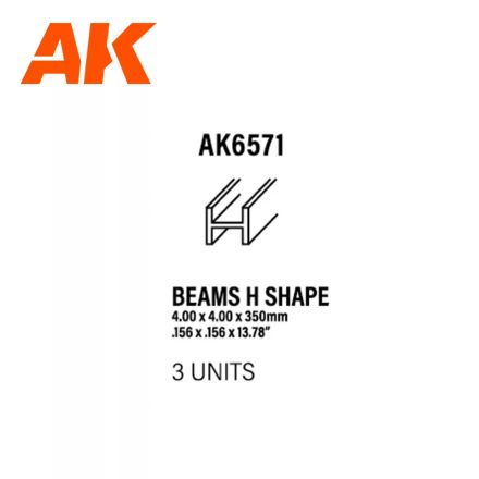 Styrene Strip - Beams H Shape 4.0 X 4.0 X 350mm